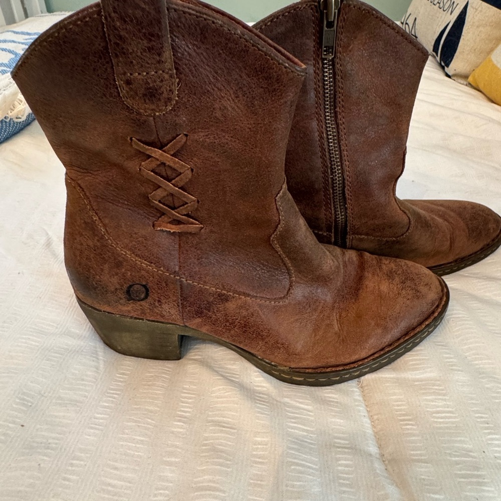 BORN Brown Leather Ankle Boots